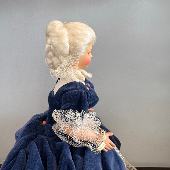 Antique Victorian Doll, Hand Painted Porcelain Face & Velvet Gown - Picture 3 of 10